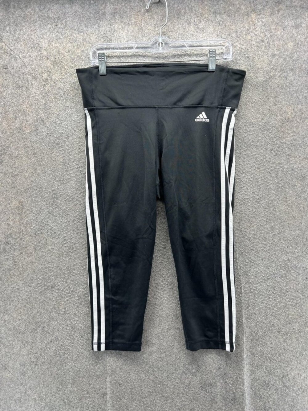 Adidas Leggings Womens Large Black 3 Stripe Climalite Capri Yoga Gym Pants